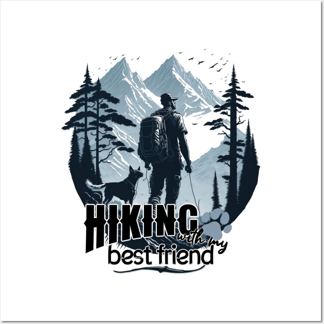 hiking with my best friend mountains trees woods dog Wall Art by design-lab-berlin